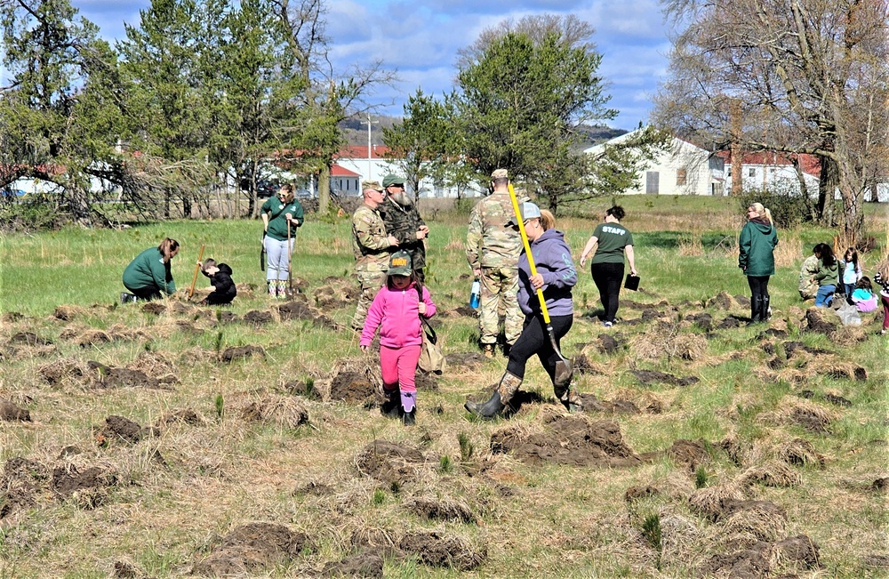 Tree planters were abundant for Fort McCoy’s 2024 Arbor Day celebration; hundreds of trees planted