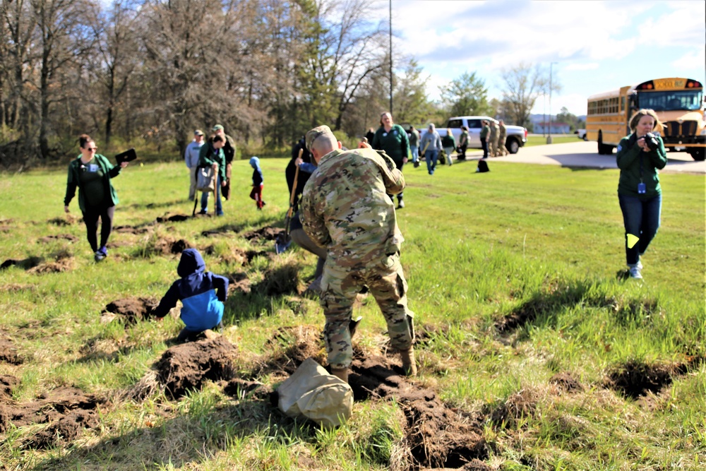 Tree planters were abundant for Fort McCoy’s 2024 Arbor Day celebration; hundreds of trees planted