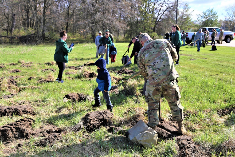 Tree planters were abundant for Fort McCoy’s 2024 Arbor Day celebration; hundreds of trees planted