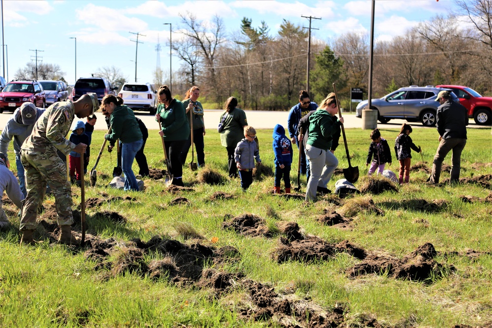 Tree planters were abundant for Fort McCoy’s 2024 Arbor Day celebration; hundreds of trees planted