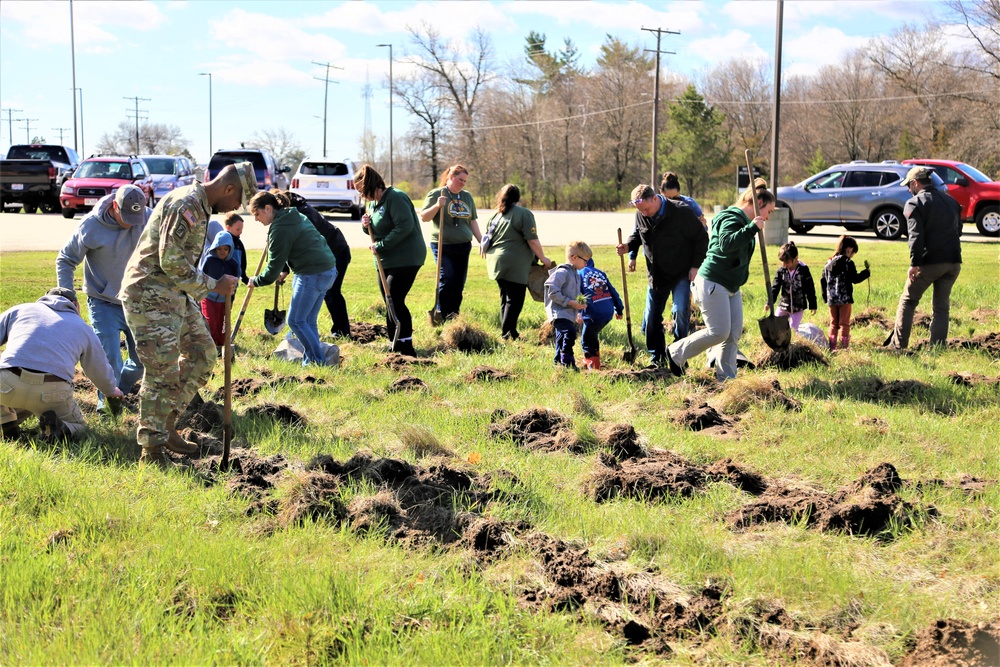 Tree planters were abundant for Fort McCoy’s 2024 Arbor Day celebration; hundreds of trees planted