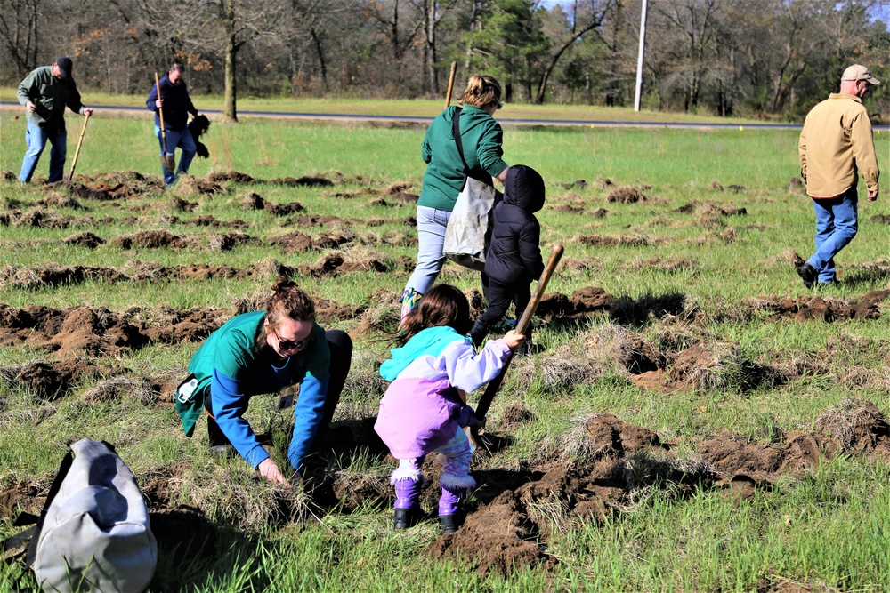 Tree planters were abundant for Fort McCoy’s 2024 Arbor Day celebration; hundreds of trees planted