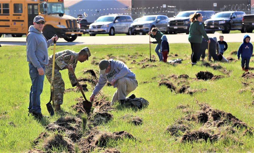 Tree planters were abundant for Fort McCoy’s 2024 Arbor Day celebration; hundreds of trees planted