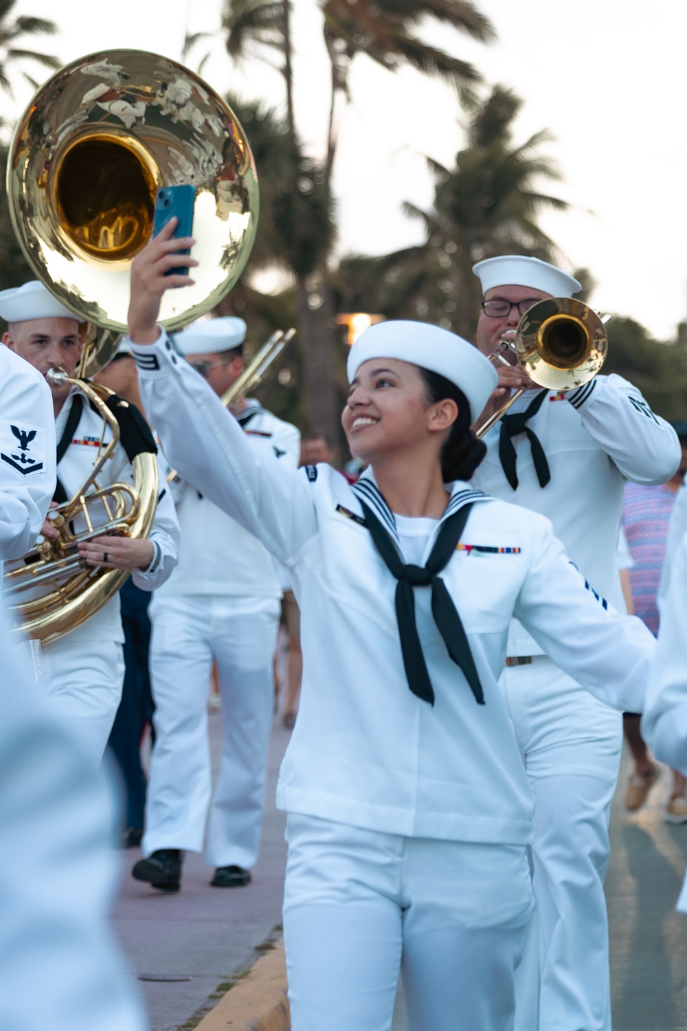 U.S. Navy Sailor walks during parade in support of Fleet Week Miami 2024