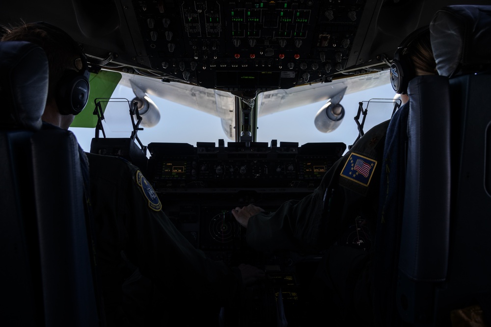 Alaska Air National Guardsmen practice in-flight refueling