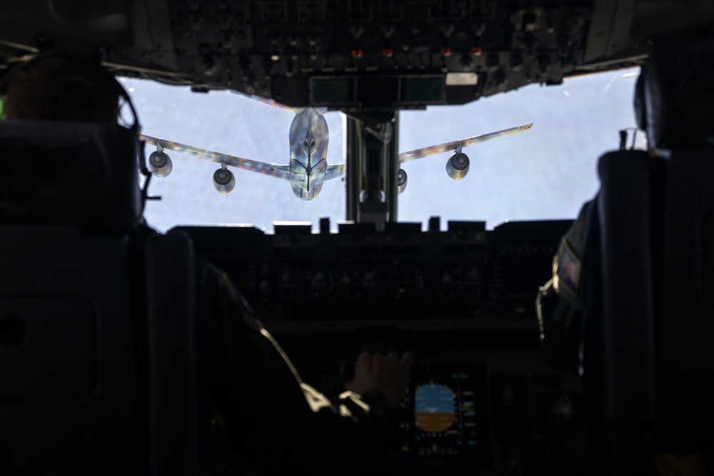 Alaska Air National Guardsmen practice in-flight refueling
