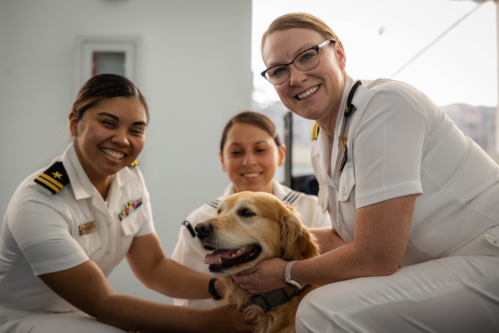 Jax the Dog Visits Fleet Week Miami 2024 Media Operations Center