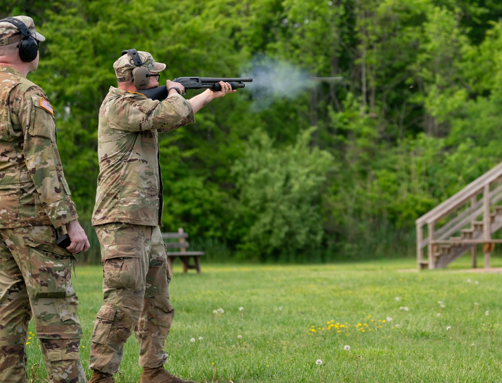 Virginia Army National Guard Soldier Engages Skeet Shoot Targets