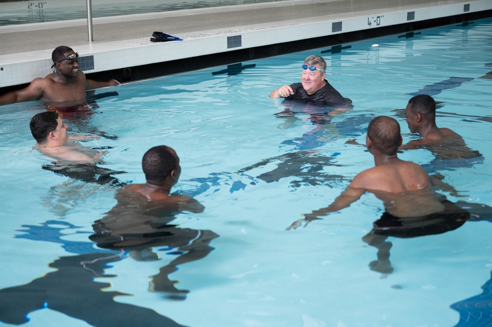 Wounded Warrior Regiment Members participate in a warrior athlete reconditioning program training camp at Nike World Headquarters