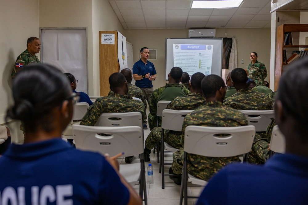 U.S. Southern Command and Dominican Republic army officers conduct human rights training at TRADEWINDS 24