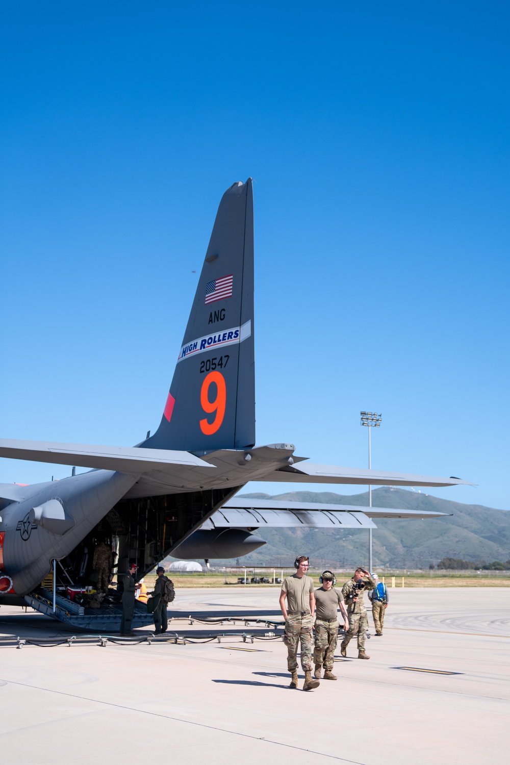 Maintainers ready the MAFFS-9 aircraft during the Modular Airborne Fire Fighting System (MAFFS) spring training at Channel Islands Air National Guard Station, Port Hueneme, Calif.