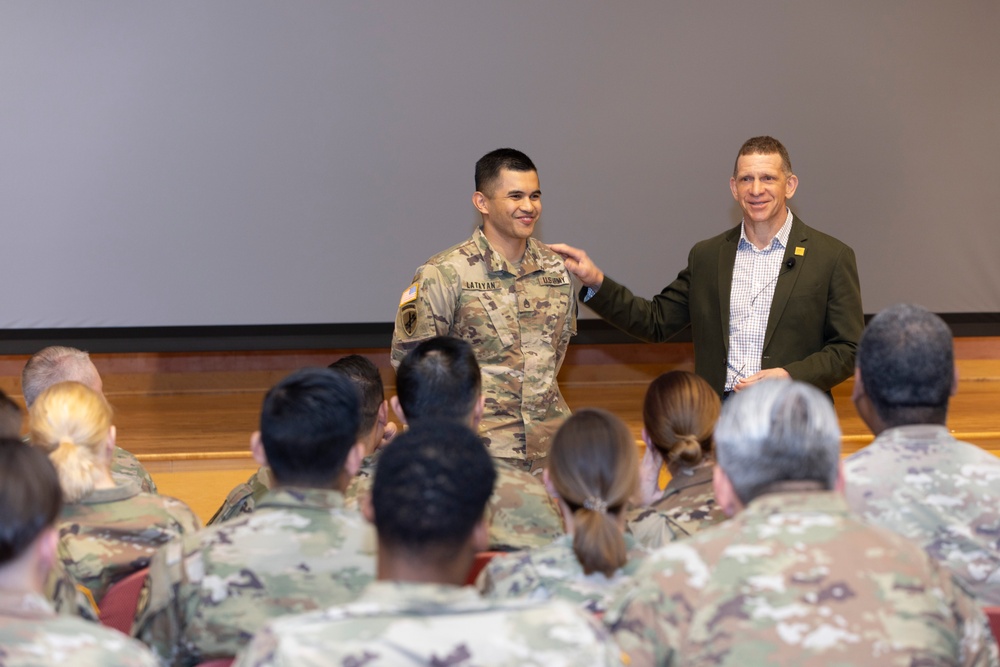 Retired SMA Grinston highlights Army Emergency Relief Fund and the importance of mentorship