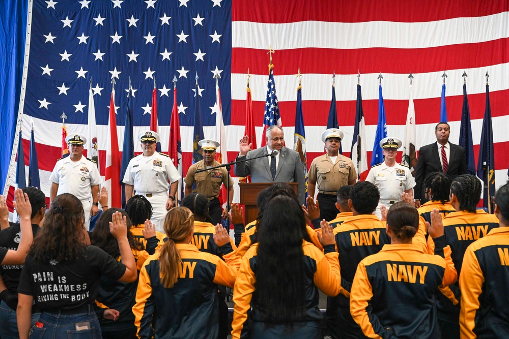 SECNAV Administers Oath of Enlistment Aboard USS Bataan