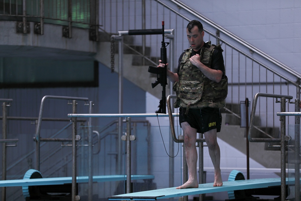 Virginia Army National Guard Soldier Conducts Combat Water Survival Test during R2BWC24