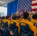 Secretary of the Navy Carlos Del Toro, center, and future U.S. Sailors and Marines recites the Oath of Enlistment during Fleet Week Miami 2024