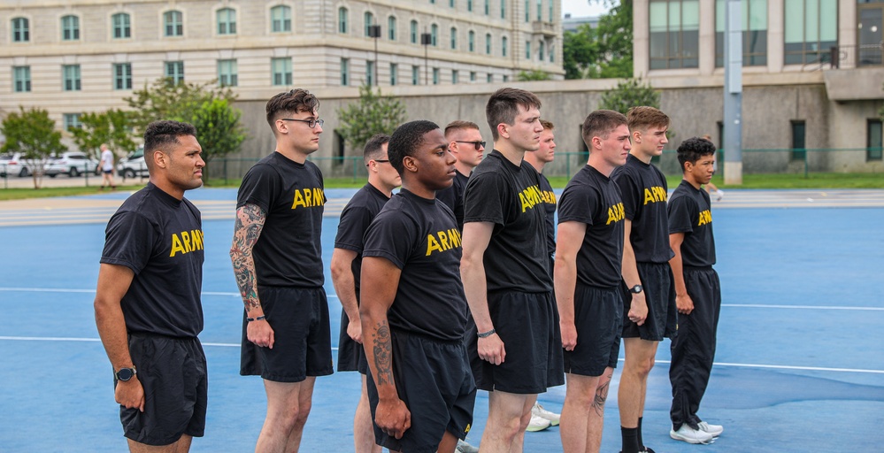 Region 2 Best Warrior Competitors Stand in Formation Before the Army Combat Fitness Test