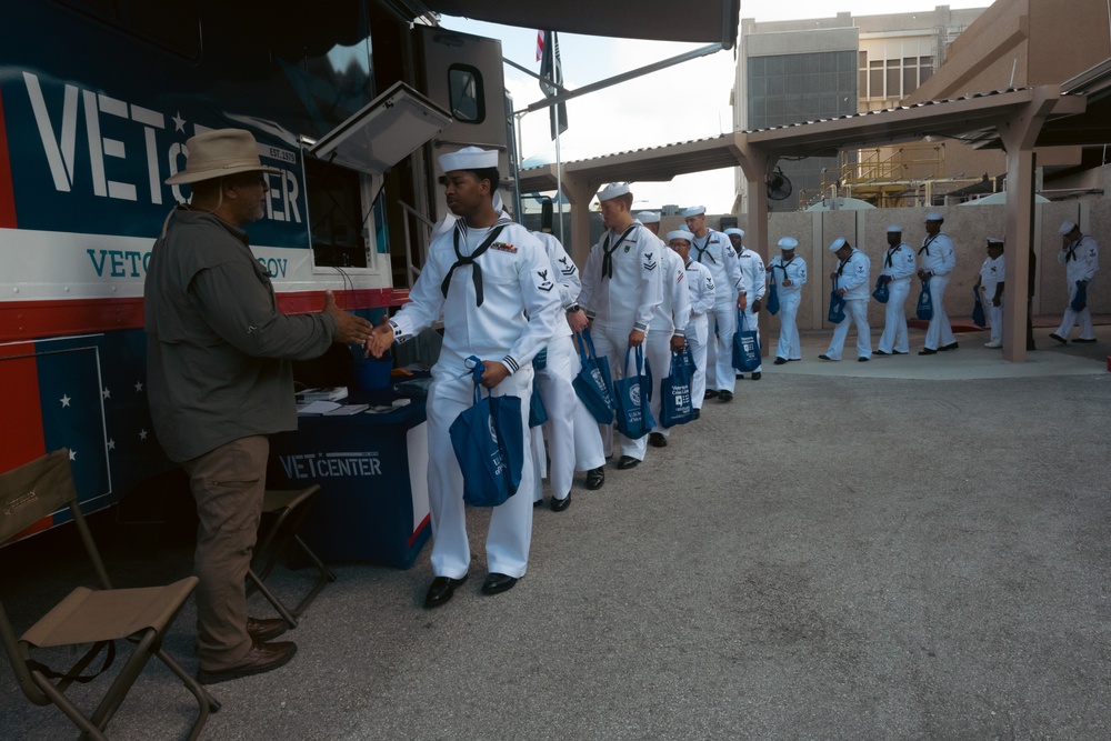 U.S. Navy Sailors interact with the staff at the Miami VA Medical Center during Fleet Week Miami 2024