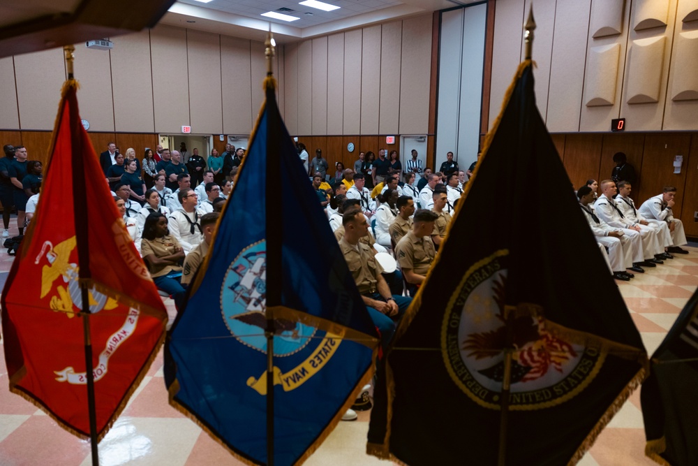 U.S. Navy and Marine Corps service members learn about veterans' resources during Fleet Week Miami 2024