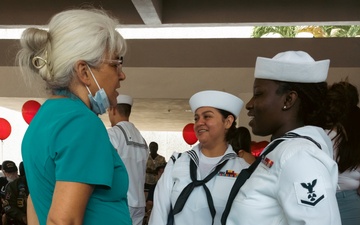 U.S. Marine Corps service members interact with Miami VA Medical Center staff during Fleet Week Miami 2024