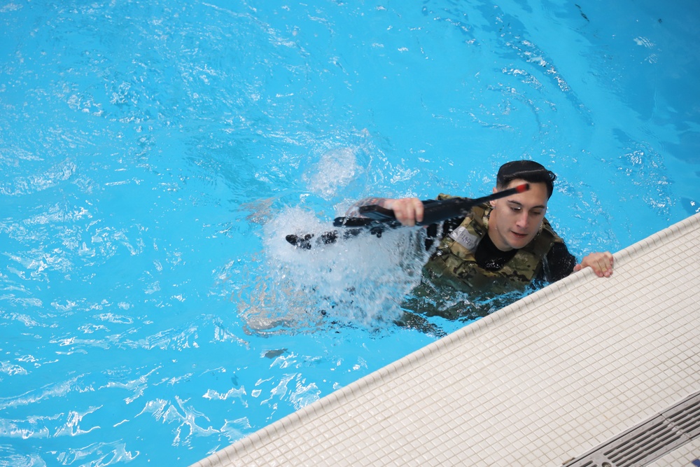 Pennsylvania Army National Guard Soldier Swims During the CWST
