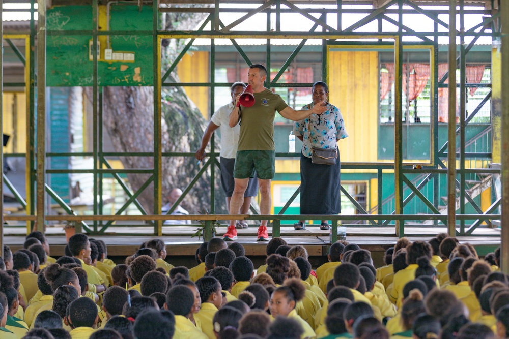 MRF-D 24.3: U.S. Marines, Sailors visit Papua New Guinea primary school during HADR exercise