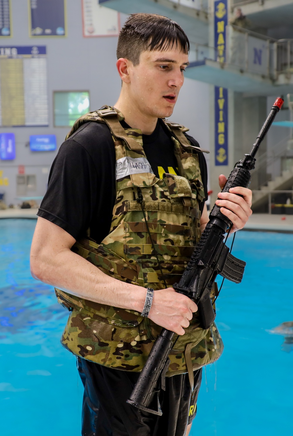 West Virginia Army National Guard Soldier Stands at the Ready for the Combat Water Test