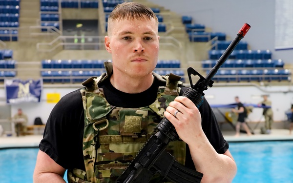 West Virginia Army National Guard Soldier Stands at the Ready for the Combat Water Test