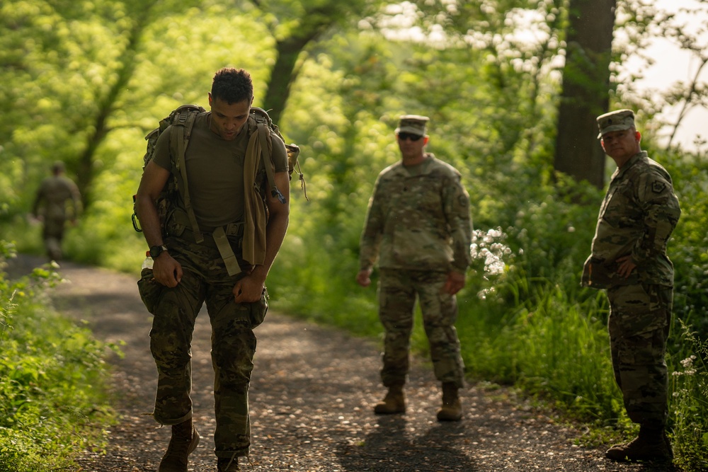 Maryland Army National Guard NCO rucks during Region 2 Best Warrior Competition