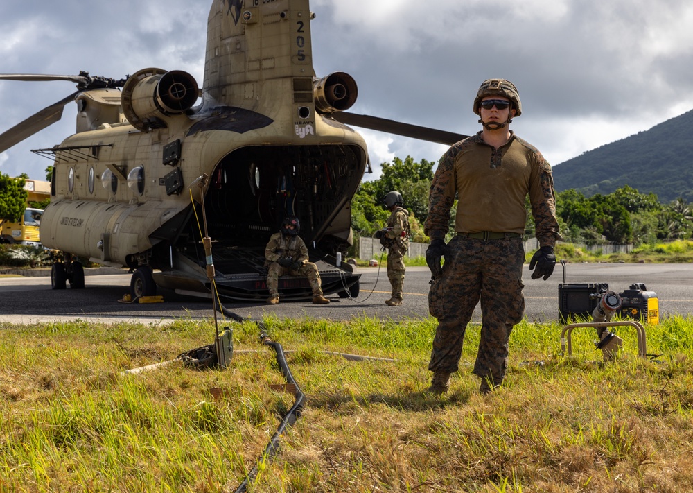 Balikatan 24: Marines refuel CH-47 at Forward Arming  and  Refueling Point
