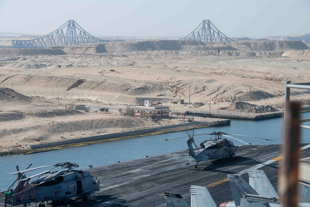 The Dwight D. Eisenhower Carrier Strike Group transits the Suez Canal