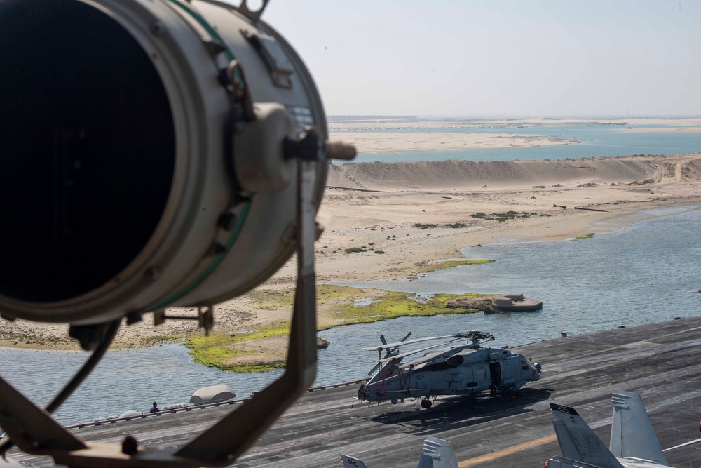 The Dwight D. Eisenhower Carrier Strike Group transits the Suez Canal