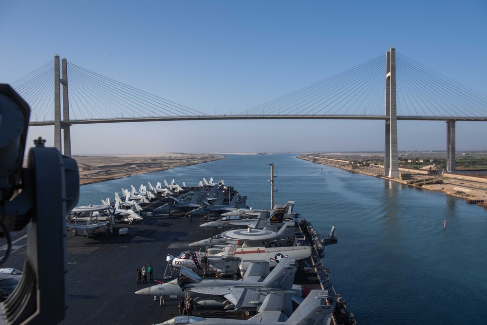 The Dwight D. Eisenhower Carrier Strike Group transits the Suez Canal