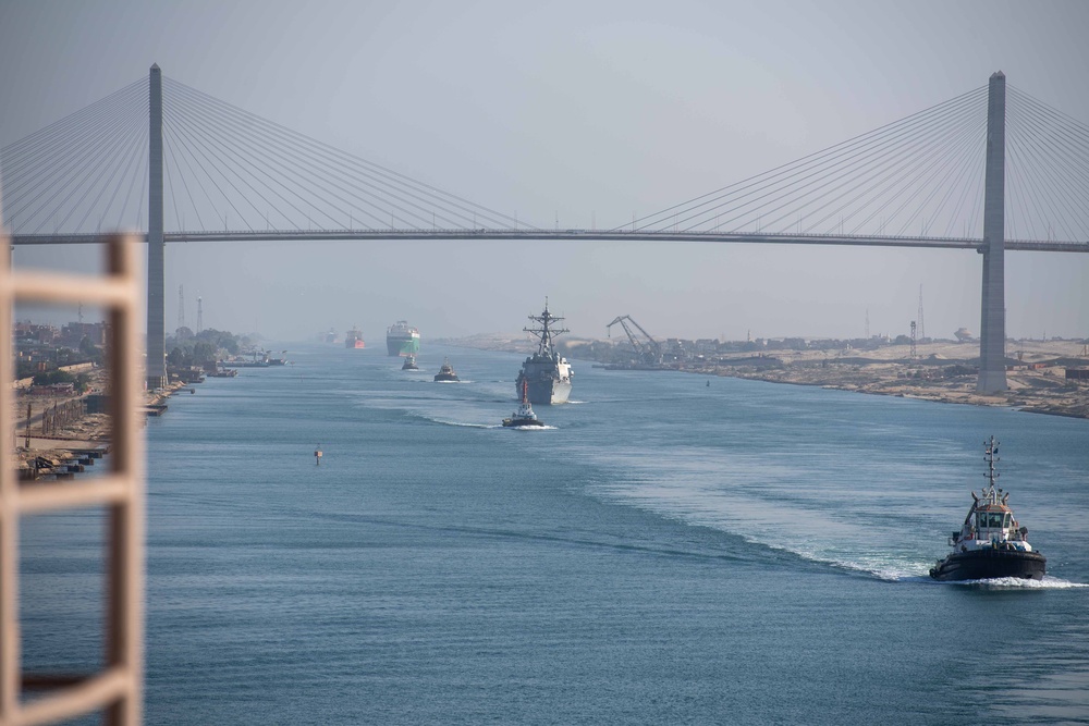 The Dwight D. Eisenhower Carrier Strike Group transits the Suez Canal