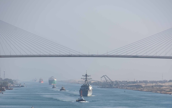 The Dwight D. Eisenhower Carrier Strike Group transits the Suez Canal