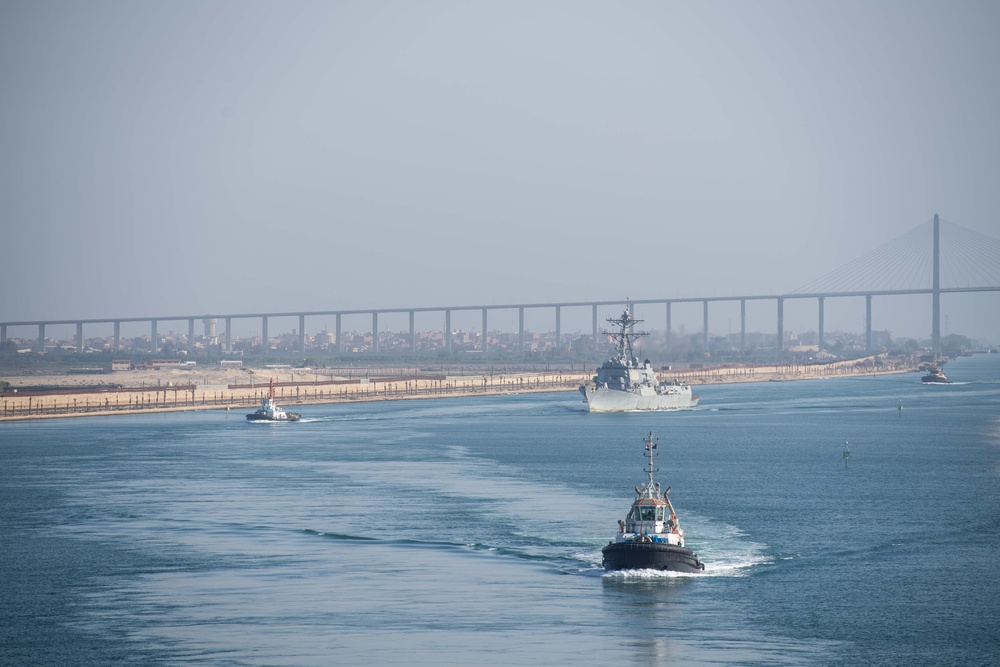 The Dwight D. Eisenhower Carrier Strike Group transits the Suez Canal