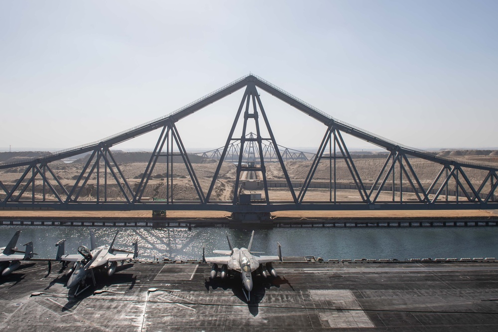 The Dwight D. Eisenhower Carrier Strike Group transits the Suez Canal