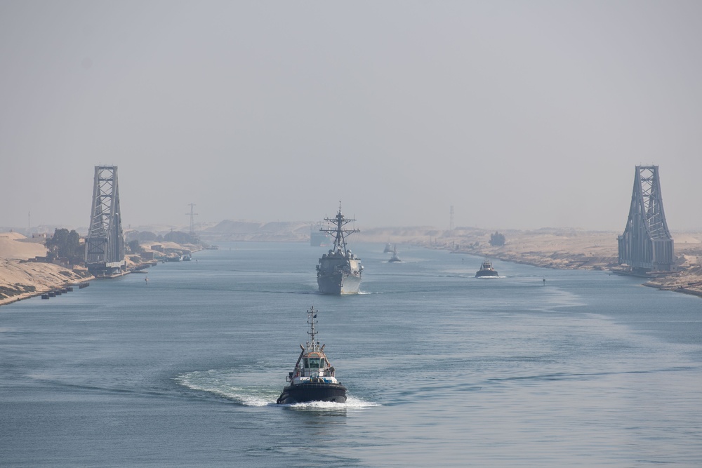 The Dwight D. Eisenhower Carrier Strike Group transits the Suez Canal