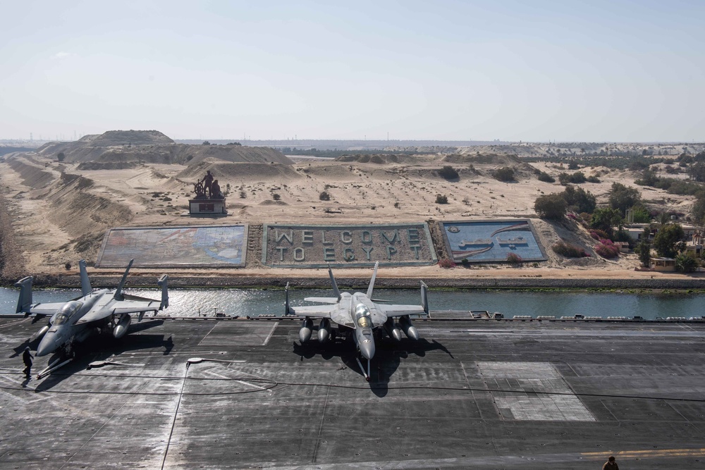 The Dwight D. Eisenhower Carrier Strike Group transits the Suez Canal