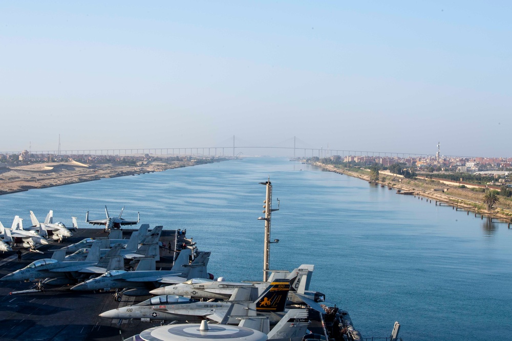 The Dwight D. Eisenhower Carrier Strike Group transits the Suez Canal