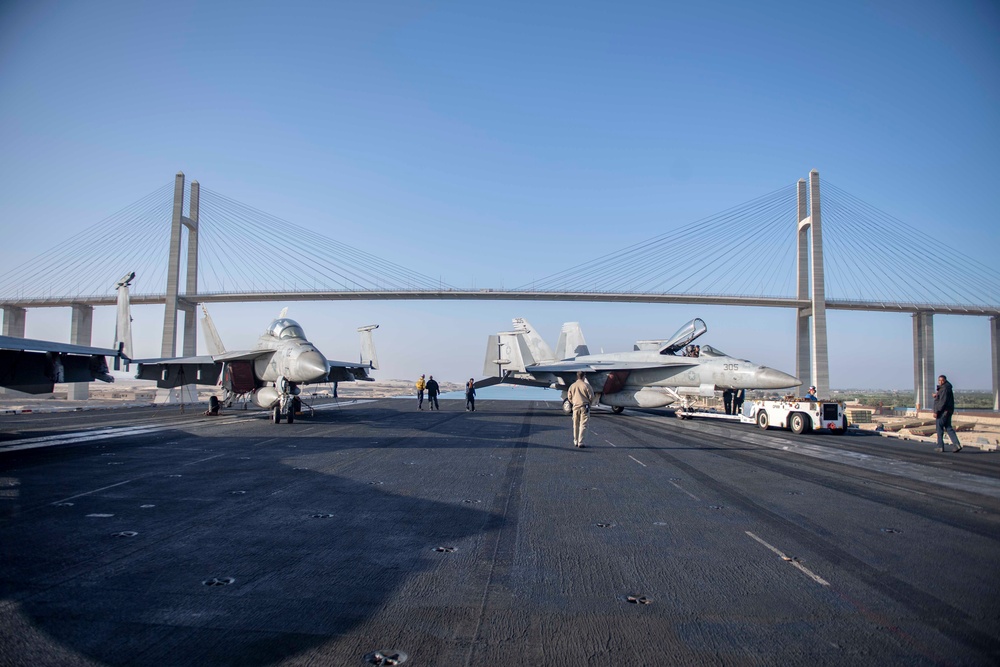 The Dwight D. Eisenhower Carrier Strike Group transits the Suez Canal