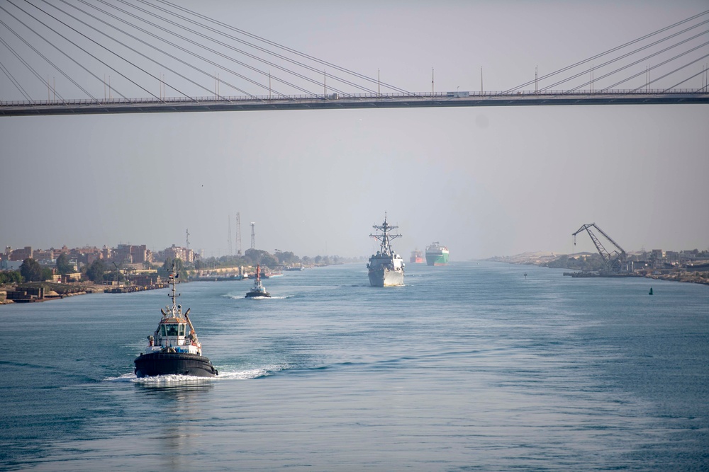 The Dwight D. Eisenhower Carrier Strike Group transits the Suez Canal