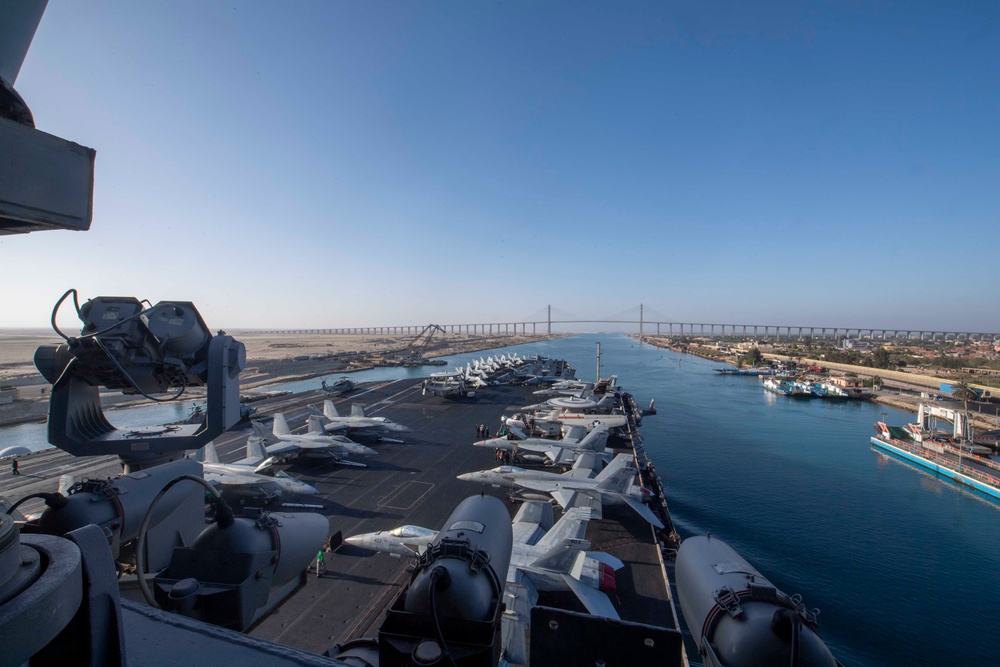 The Dwight D. Eisenhower Carrier Strike Group transits the Suez Canal