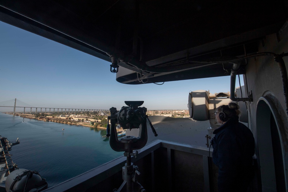 The Dwight D. Eisenhower Carrier Strike Group transits the Suez Canal