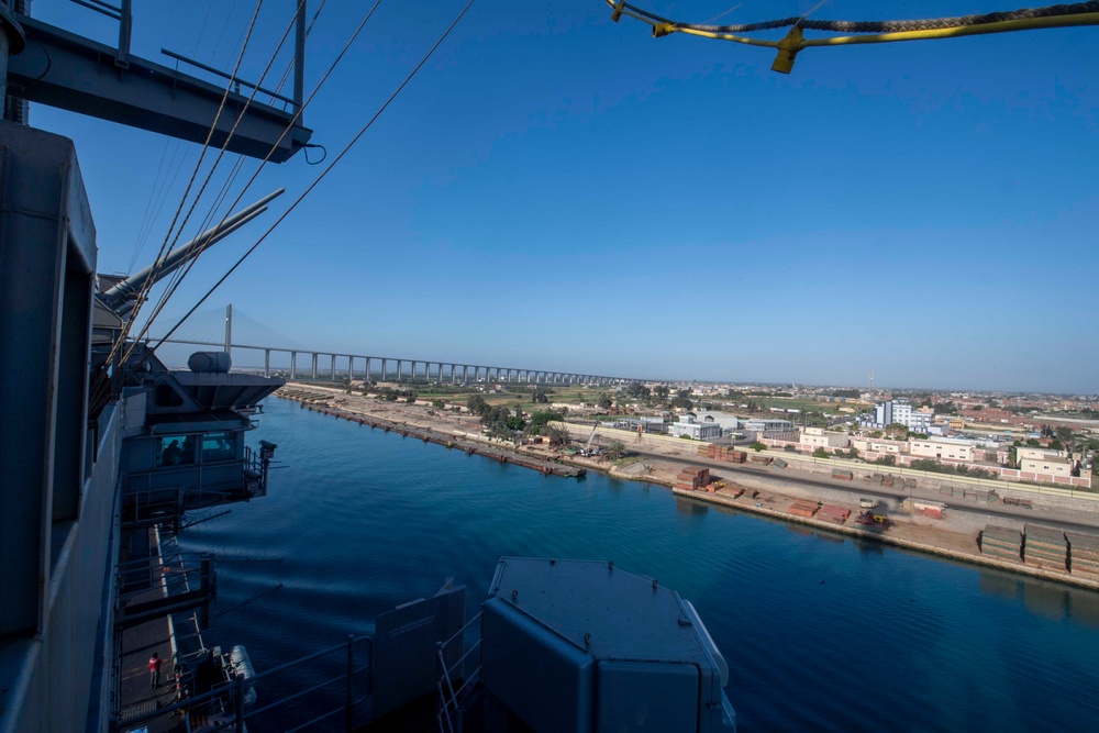 The Dwight D. Eisenhower Carrier Strike Group transits the Suez Canal