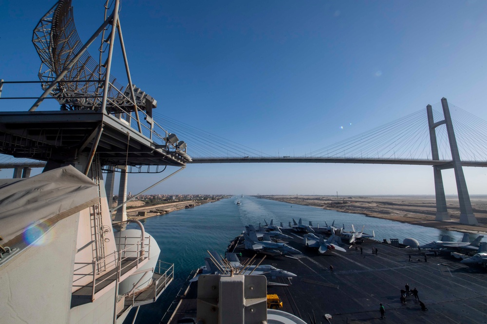 The Dwight D. Eisenhower Carrier Strike Group transits the Suez Canal