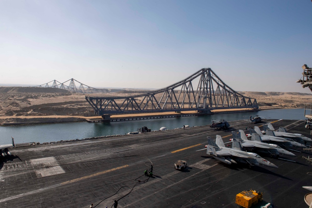 The Dwight D. Eisenhower Carrier Strike Group transits the Suez Canal