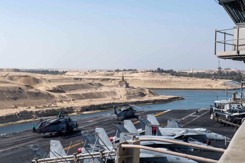 The Dwight D. Eisenhower Carrier Strike Group transits the Suez Canal