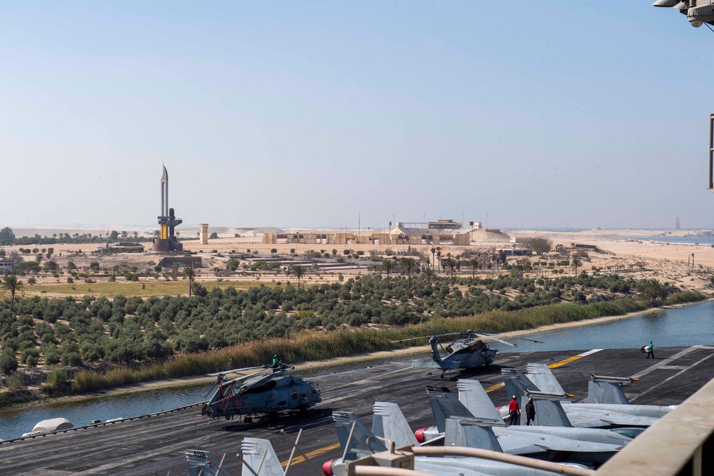 The Dwight D. Eisenhower Carrier Strike Group transits the Suez Canal