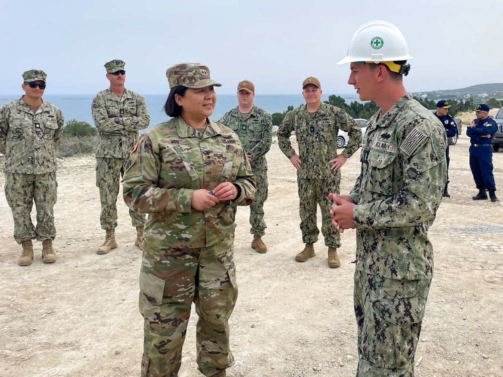 Maj. Gen. Hou and Rear Adm. Foster visit NMCB 11 in Cyprus