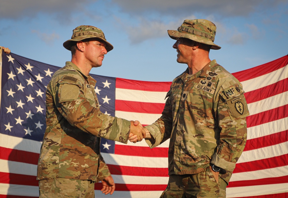 Balikatan 24: 2nd Battalion, 27th Infantry Regiment, 3rd Infantry Brigade Combat Team, 25th Infantry Division conducts reenlistment and promotion ceremony